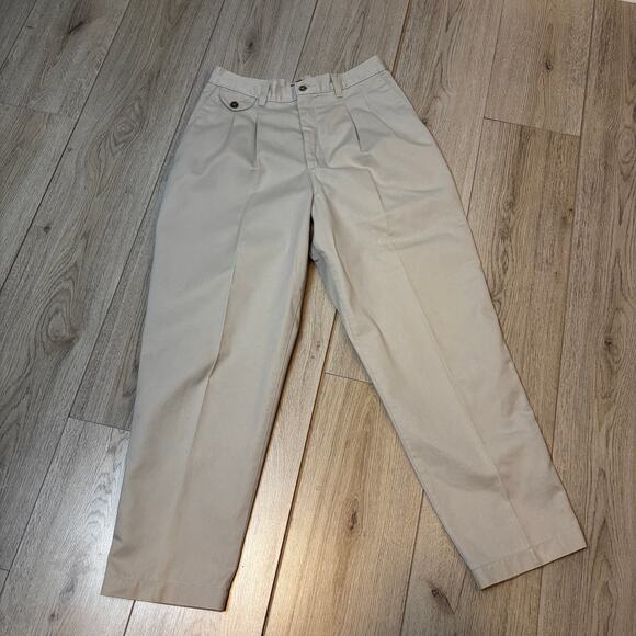 Vintage Lee Khaki Chino Tapered High Waist Chino Womens 12 Petite '85 - Picture 1 of 9